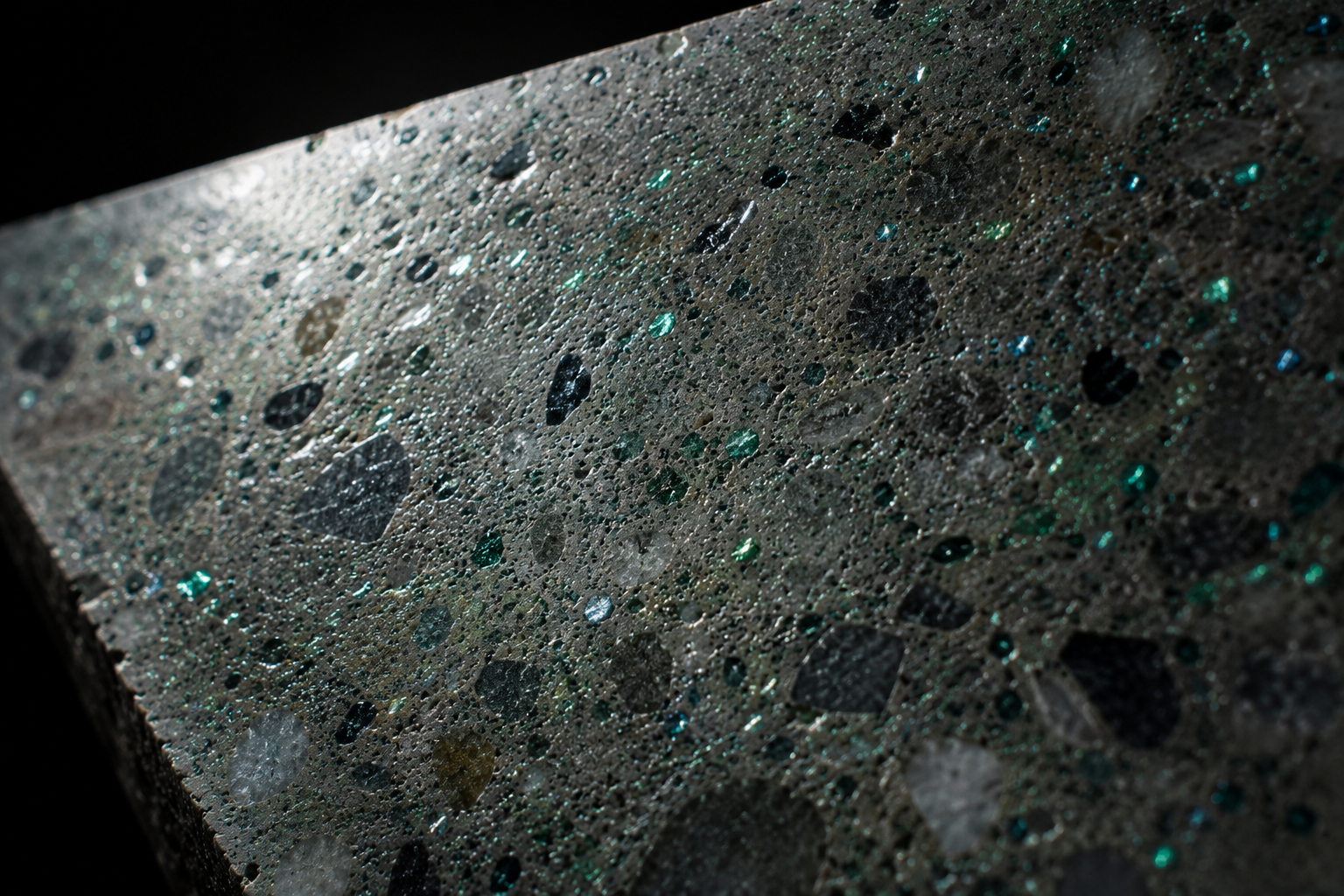 Microscopy view of Biocene graphene embedded in cured concrete